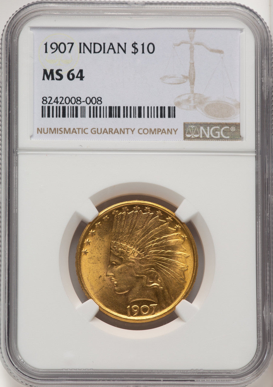 1907 $10 No Motto Indian Eagle NGC MS64 (772471002)