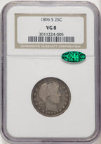 1896-S 25C CAC Barber Quarter NGC VG8