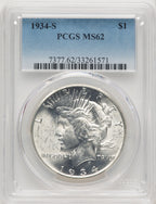 1934-S Peace Dollar PCGS MS62