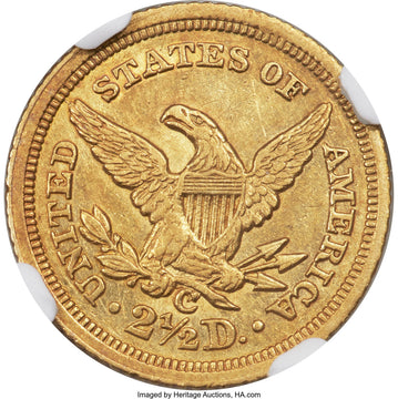 1843-C $2.50 Large Date Plain 4 Liberty Quarter Eagle NGC AU53