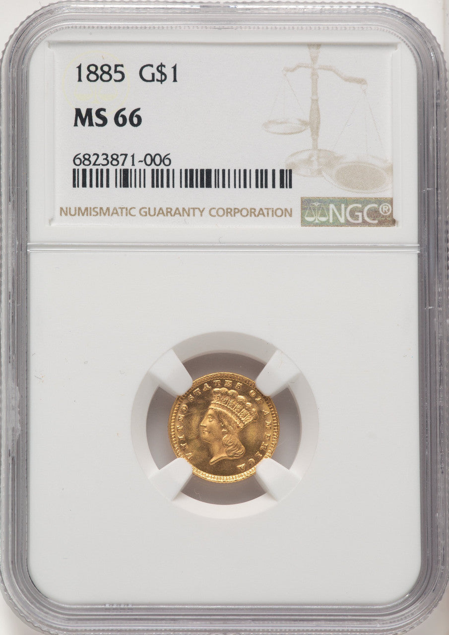 1885 G$1 Gold Dollar NGC MS66 (506965004)