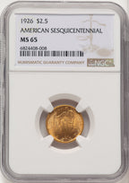1926 $2.50 SESQUI Commemorative Gold NGC MS65 (774733004)