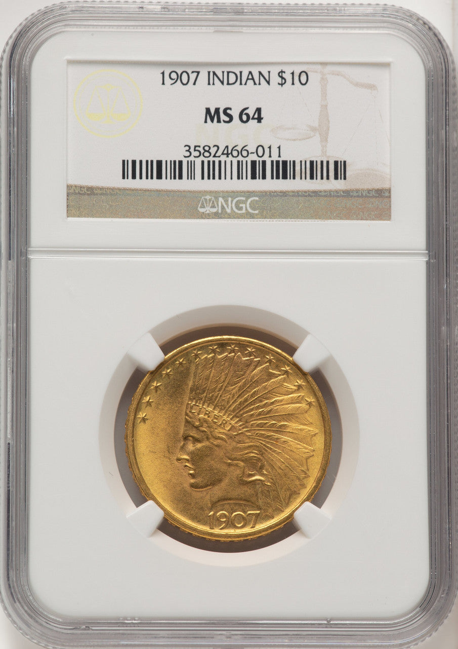 1907 $10 No Motto Indian Eagle NGC MS64 (774733003)