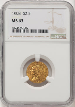 1908 $2.50 Indian Quarter Eagle NGC MS63 (774824003)