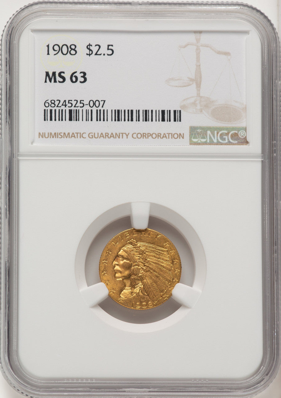 1908 $2.50 Indian Quarter Eagle NGC MS63 (774824003)