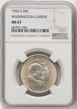 1954-S 50C Washington-Carver Commemorative Silver NGC MS67 (774753030)
