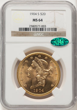1904-S $20 CAC Liberty Double Eagle NGC MS64 (507166067)