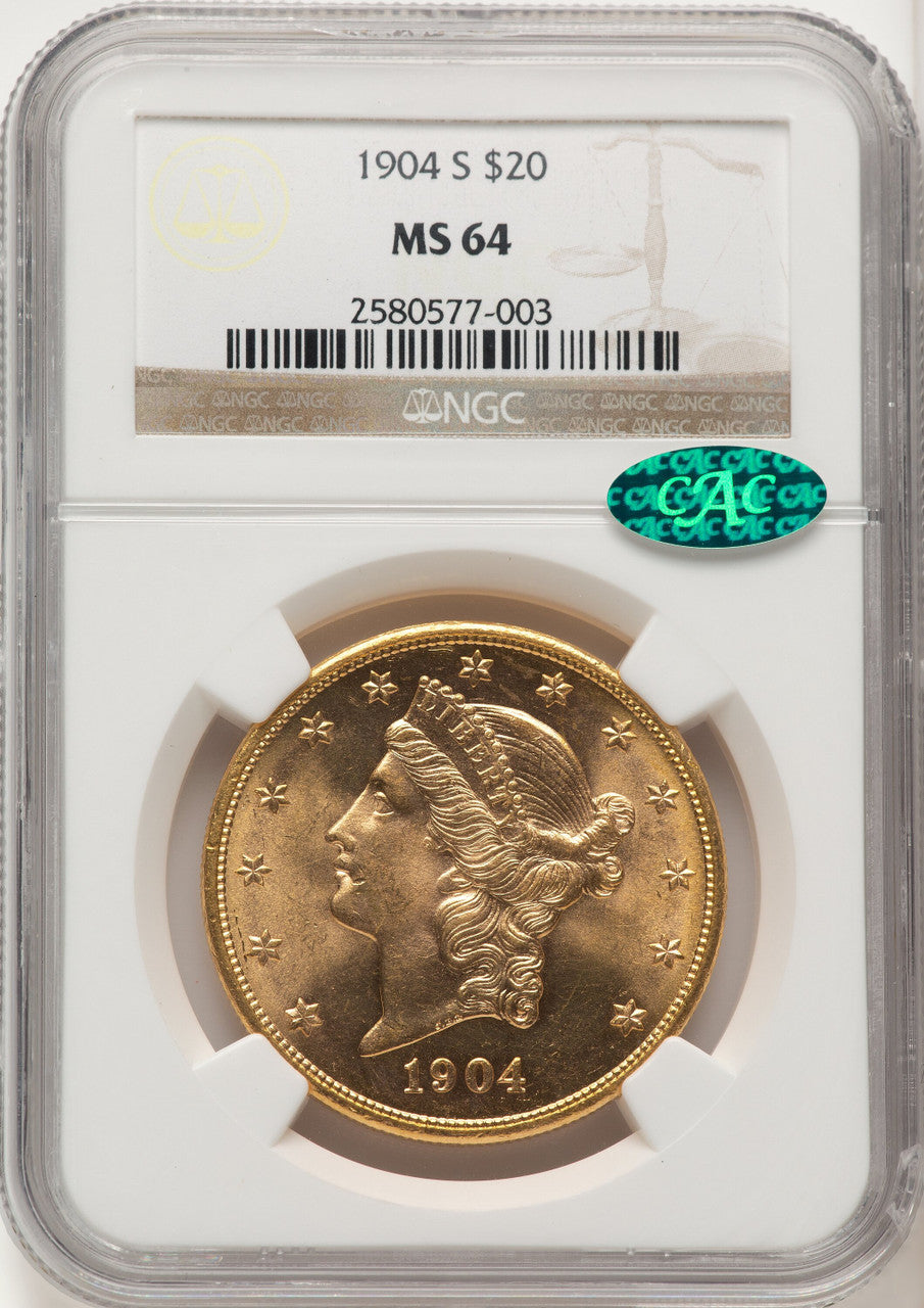 1904-S $20 CAC Liberty Double Eagle NGC MS64 (507166067)