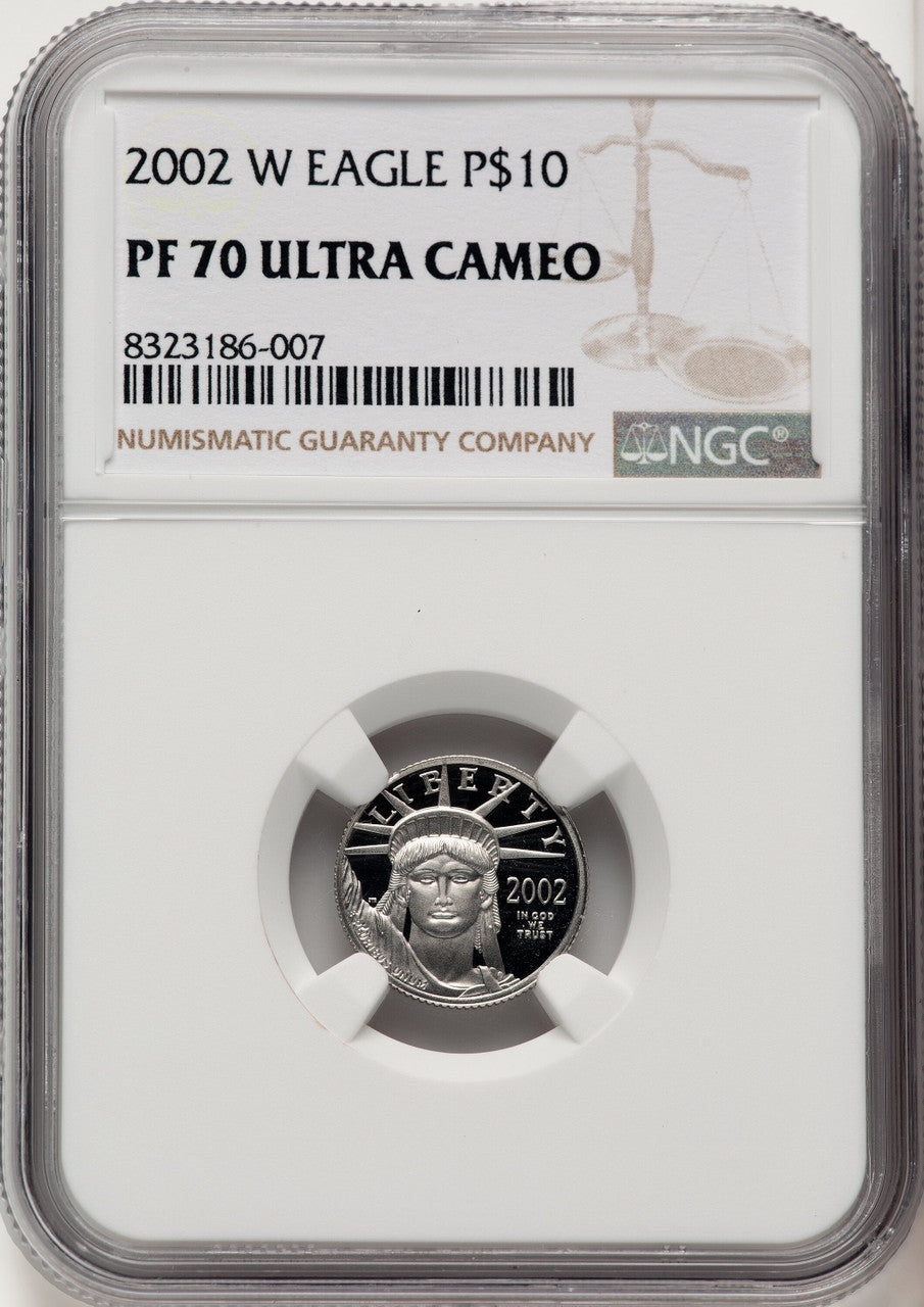 2002-W $10 Tenth-Ounce Platinum Eagle Brown Label NGC PF70 (769030010)