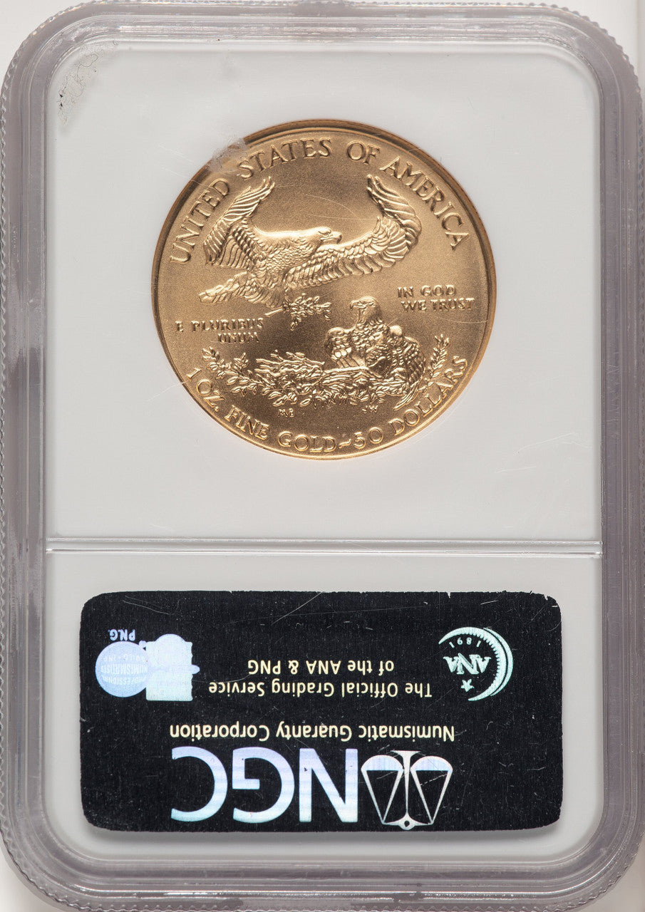 2004 $50 One-Ounce Gold Eagle Brown Label NGC MS70 (520625014)