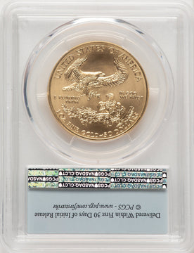 2019 $50 One Ounce Gold Eagle First Strike FS Flag PCGS MS70