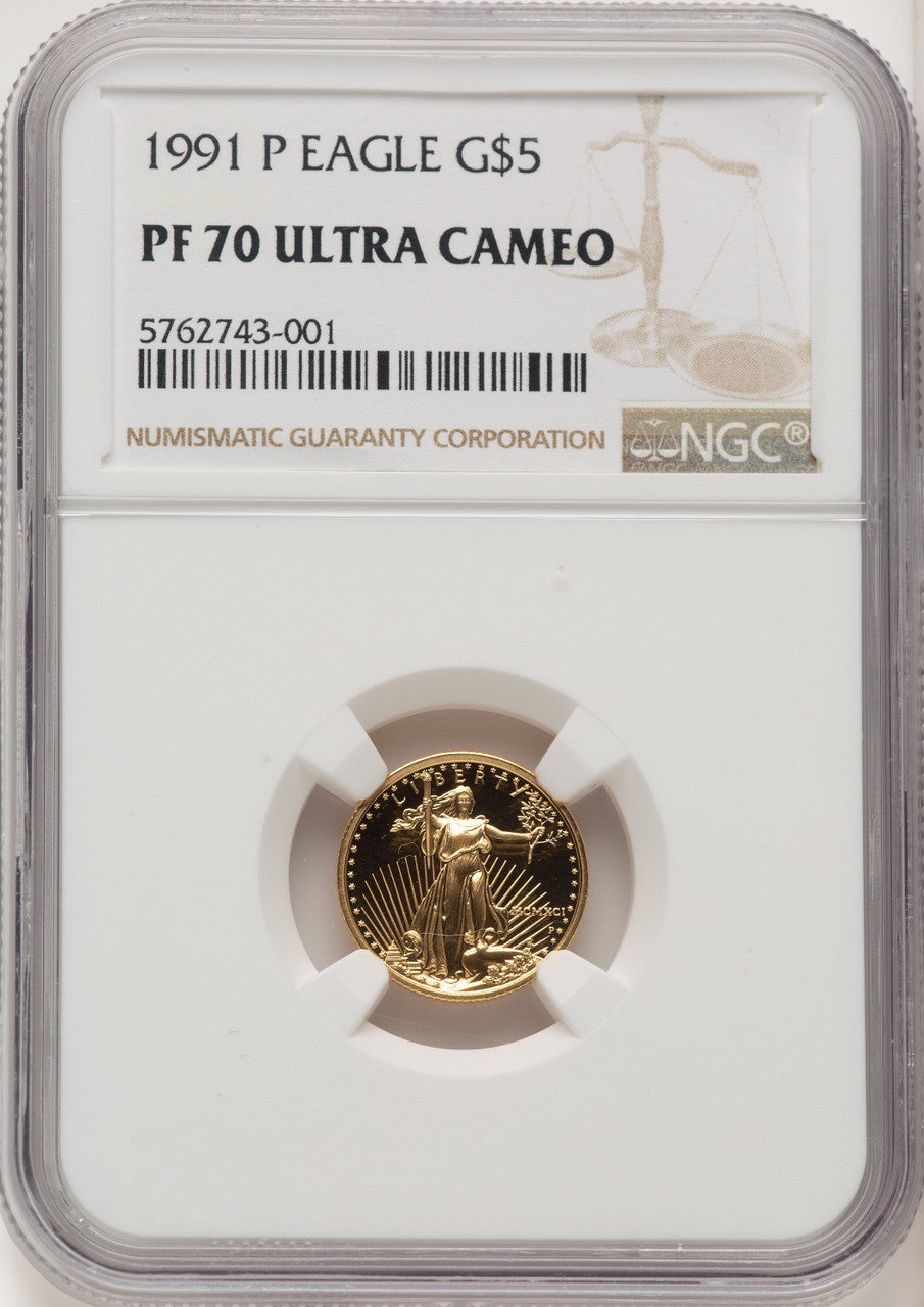 1991-P Gold American Eagle 4-Coin Set Brown Label NGC PF70