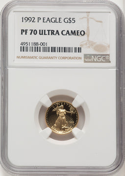 1992-P Gold American Eagle 4-Coin Set Brown Label NGC PF70