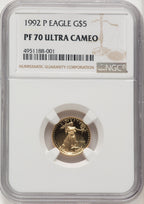 1992-P Gold American Eagle 4-Coin Set Brown Label NGC PF70