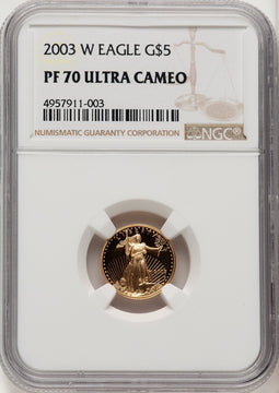 2003-W Gold American Eagle 4-Coin Set Brown Label NGC PF70