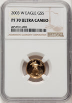 2003-W Gold American Eagle 4-Coin Set Brown Label NGC PF70