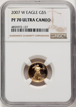 2007-W Gold American Eagle 4-Coin Set Brown Label NGC PF70