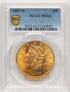 1907-D $20 Liberty Double Eagle PCGS MS64