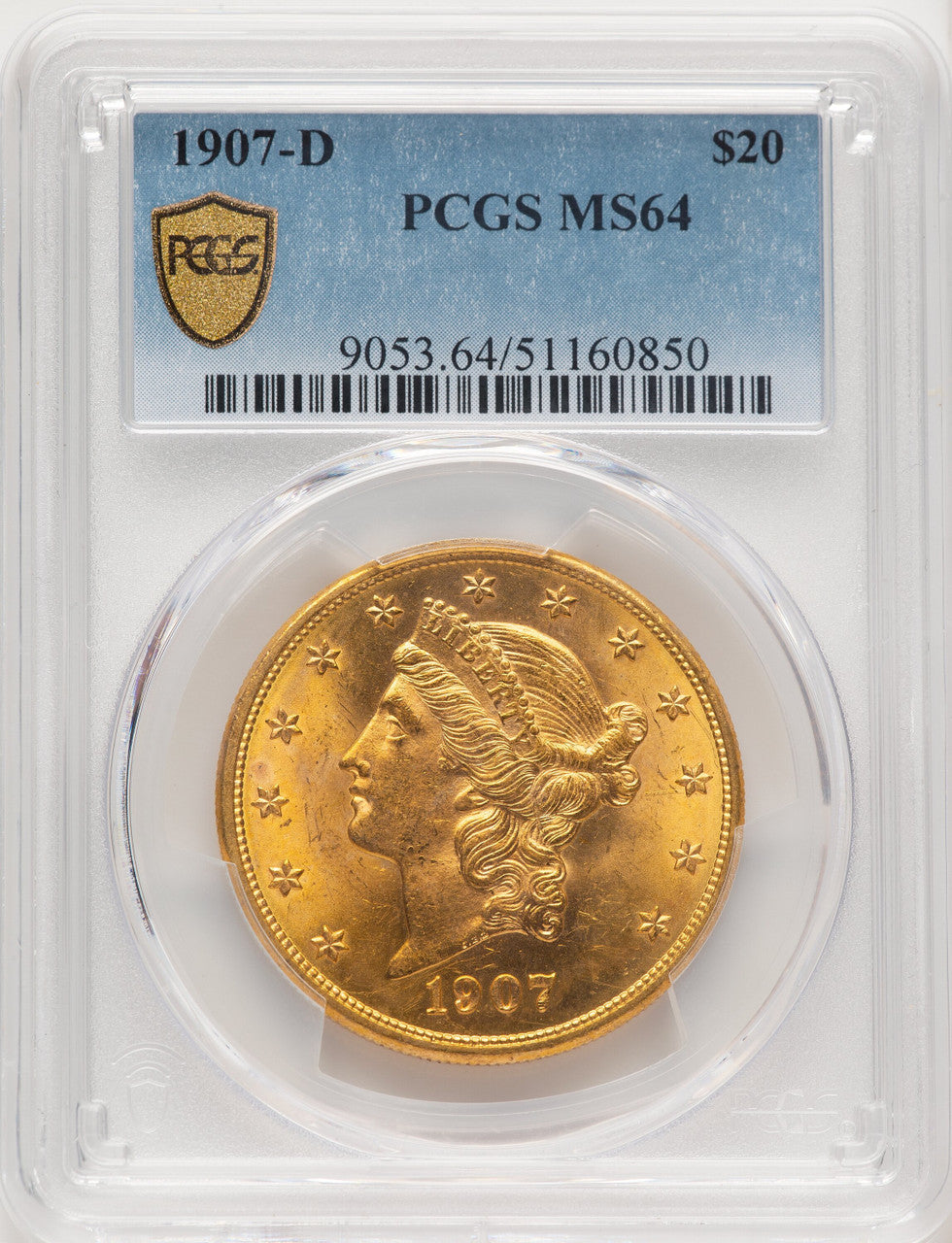 1907-D $20 Liberty Double Eagle PCGS MS64