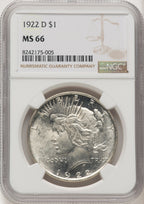 1922-D Peace Dollar NGC MS66 (773673009)