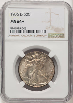 1936-D 50C Walking Liberty Half Dollar NGC MS66+ (520180009)