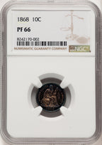 1868 10C Proof Seated Dime NGC PR66
