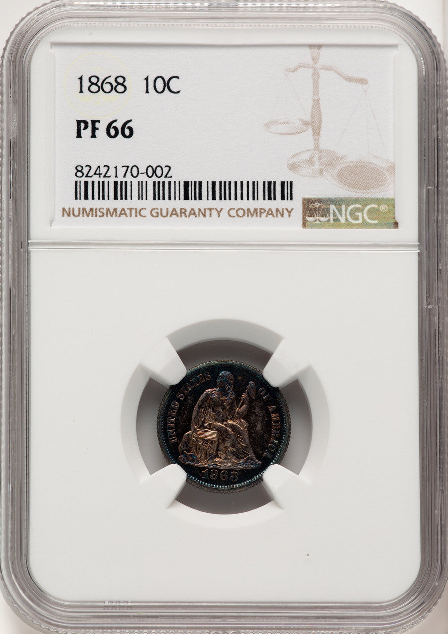 1868 10C Proof Seated Dime NGC PR66