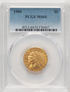 1909 $5 Indian Half Eagle PCGS MS64 (774274009)