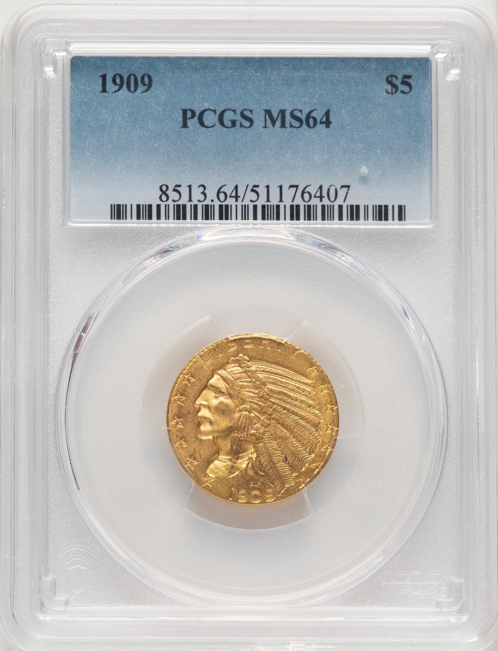 1909 $5 Indian Half Eagle PCGS MS64 (774274009)
