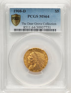 1908-D $5 Indian Half Eagle PCGS MS64 (774253014)