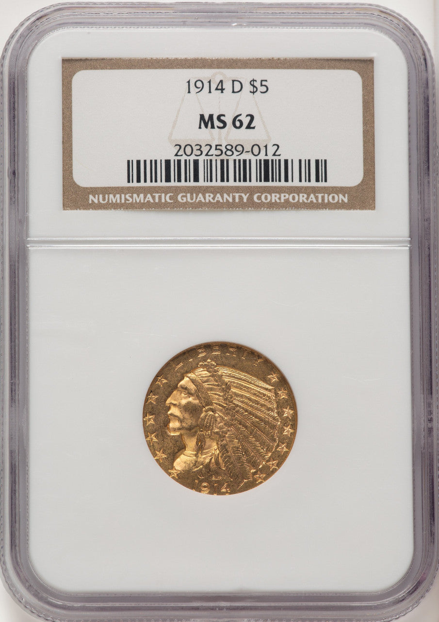 1914-D $5 Indian Half Eagle NGC MS62 (774999004)