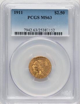 1911 $2.50 Indian Quarter Eagle PCGS MS63 (774730004)