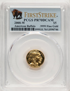 2008-W $5 Tenth-Ounce Gold Buffalo First Strike FS Bison Label PCGS PR70