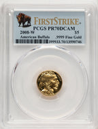 2008-W $5 Tenth-Ounce Gold Buffalo First Strike FS Bison Label PCGS PR70
