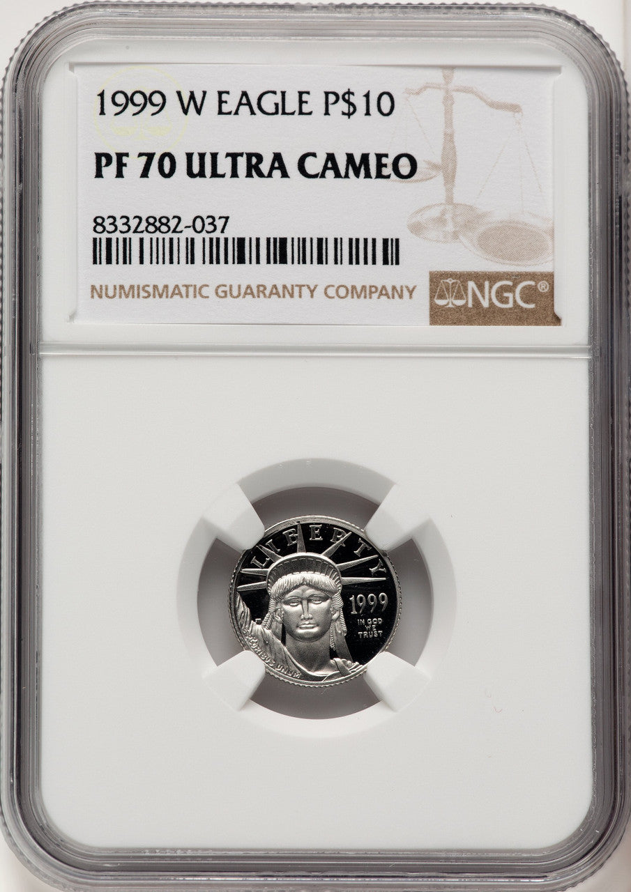 1999-W $10 Tenth-Ounce Platinum Brown Label NGC PF70 (774692045)