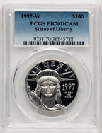 1997-W $100 One-Ounce Platinum Eagle Statue of Liberty Blue Gradient PCGS PR70 (520203177)