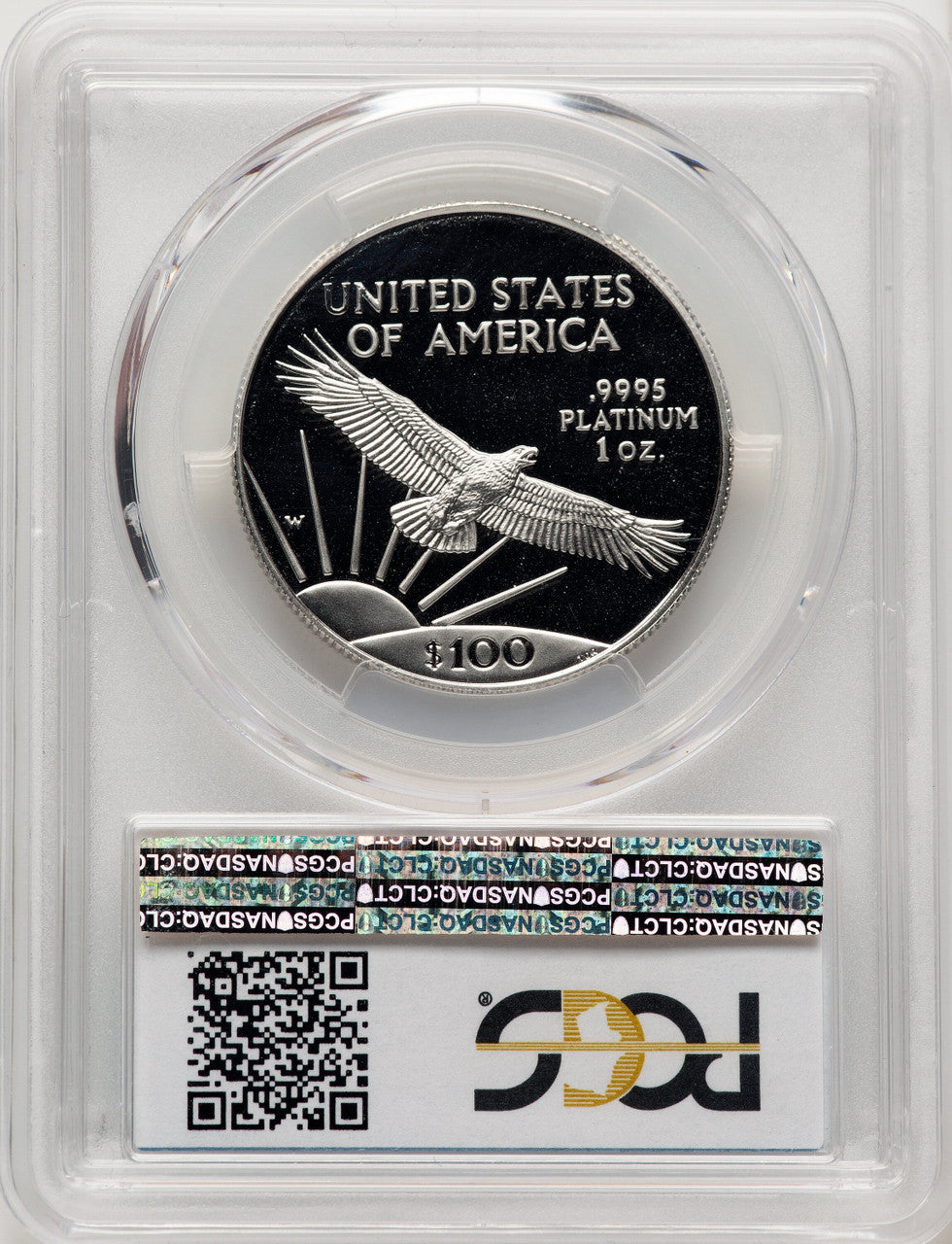 1997-W $100 One-Ounce Platinum Eagle Statue of Liberty Blue Gradient PCGS PR70 (520203177)