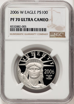 2006-W $100 One-Ounce Platinum Eagle Statue of Liberty Brown Label NGC PF70 (774692008)