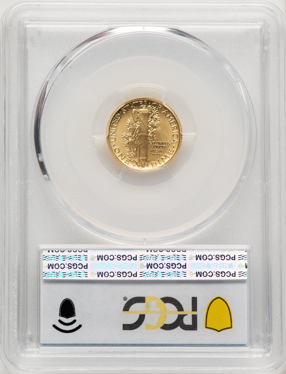 2016-W 10C Mercury Dime 100th Anniversary Gold Centennial Blue Gradient Modern Commemoratives PCGS MS70
