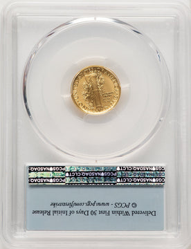 2016-W 10C Mercury Dime 100th Anniversary Gold Centennial FS Flag PCGS MS70