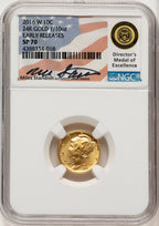 2016-W 10C Mercury Dime 100th Anniversary Gold Centennial ER Miles Standish NGC MS70