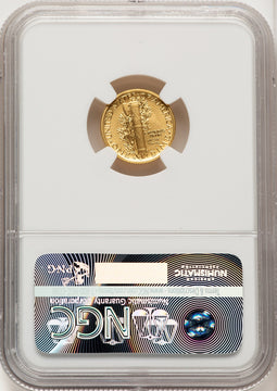 2016-W 10C Mercury Dime 100th Anniversary Gold Centennial ER Miles Standish NGC MS70