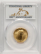 2016-W 25C Standing Liberty 100th Anniversary Gold Centennial FS 100th Anniversary PCGS MS70 (520625007)