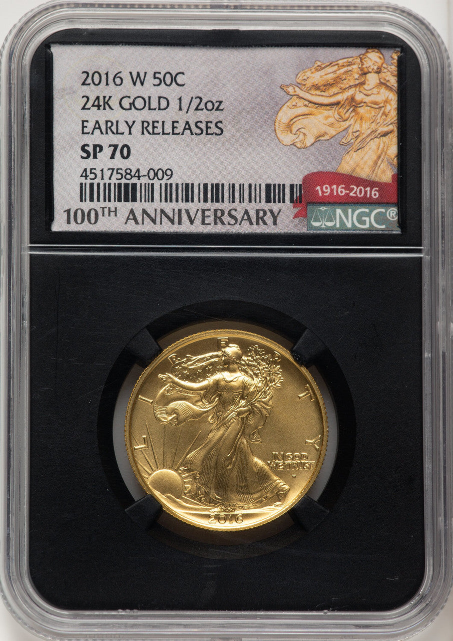 2016-W 50C Walking Liberty 100th Anniversary Gold Centennial NGC MS70