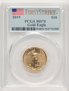 2019 $10 Quarter Ounce Gold Eagle First Strike FS Flag PCGS MS70 (520625028)