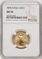 2006 $10 Gold Quarter-Ounce Eagle NGC MS70 Brown Label