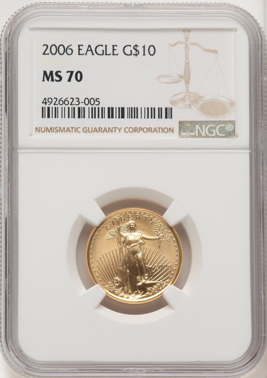 2006 $10 Gold Quarter-Ounce Eagle NGC MS70 Brown Label