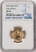 2022 $10 Quarter Ounce Gold Eagle FS ER Blue NGC MS70