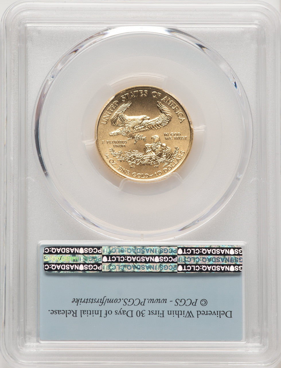 2021 $10 Quarter Ounce Gold Eagle Type One First Strike FS Flag PCGS MS70