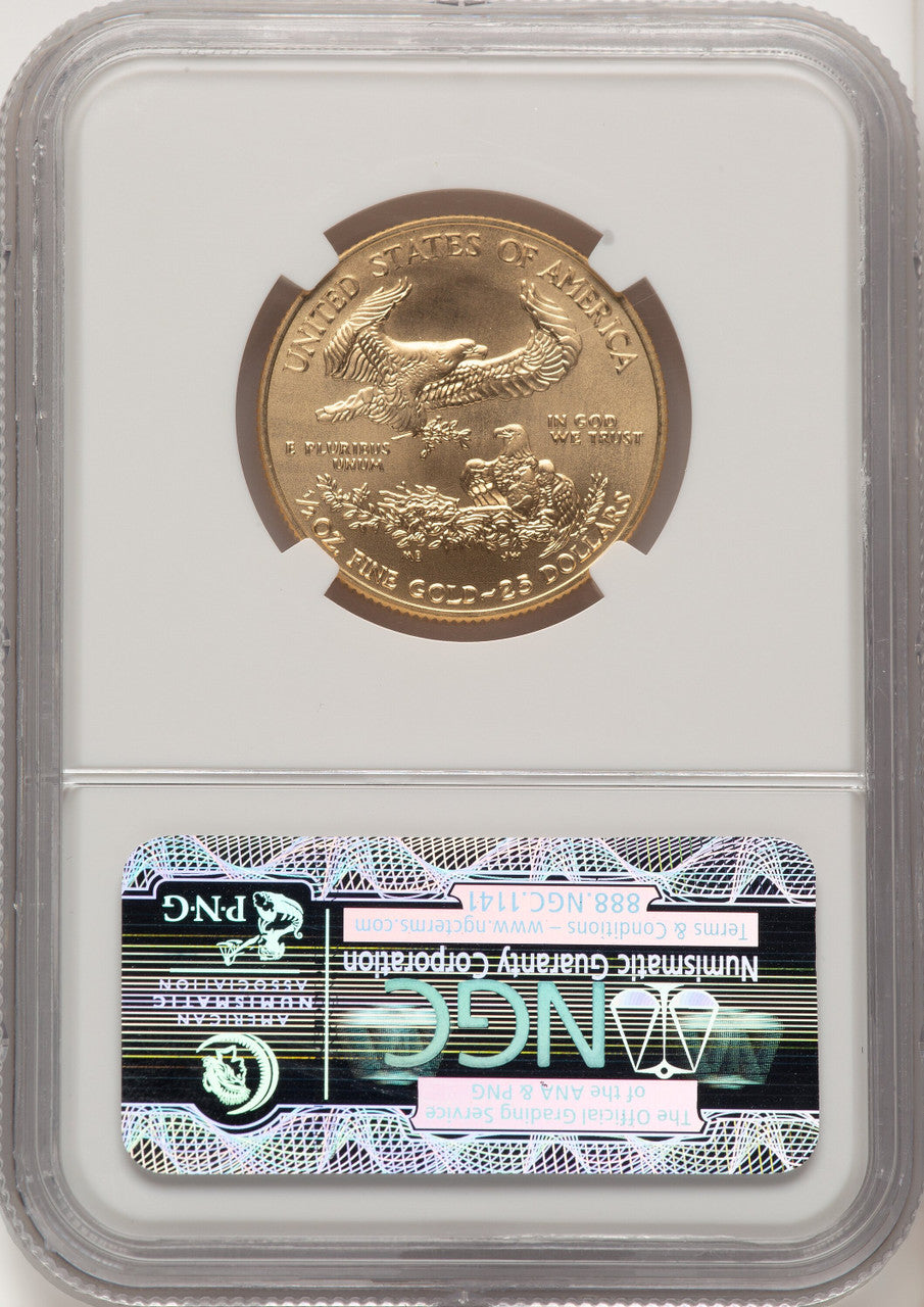 2015 $25 Half-Ounce Gold Eagle ER Blue NGC MS70